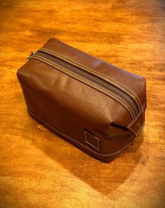 Leather wash bag - Brown