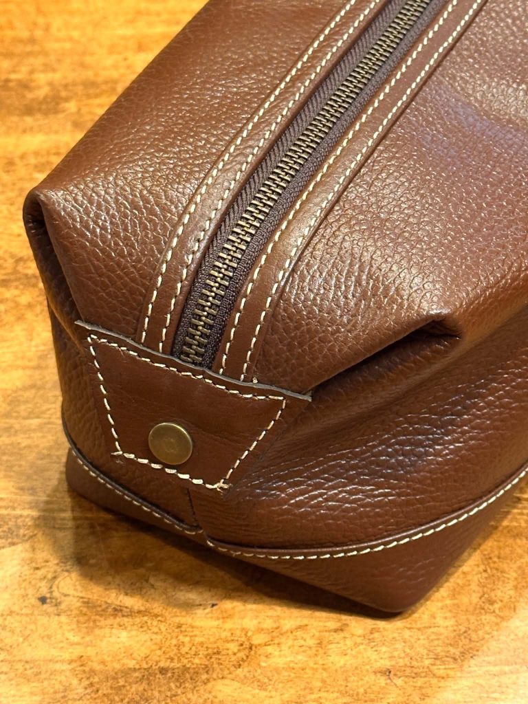 Leather wash bag - Brown